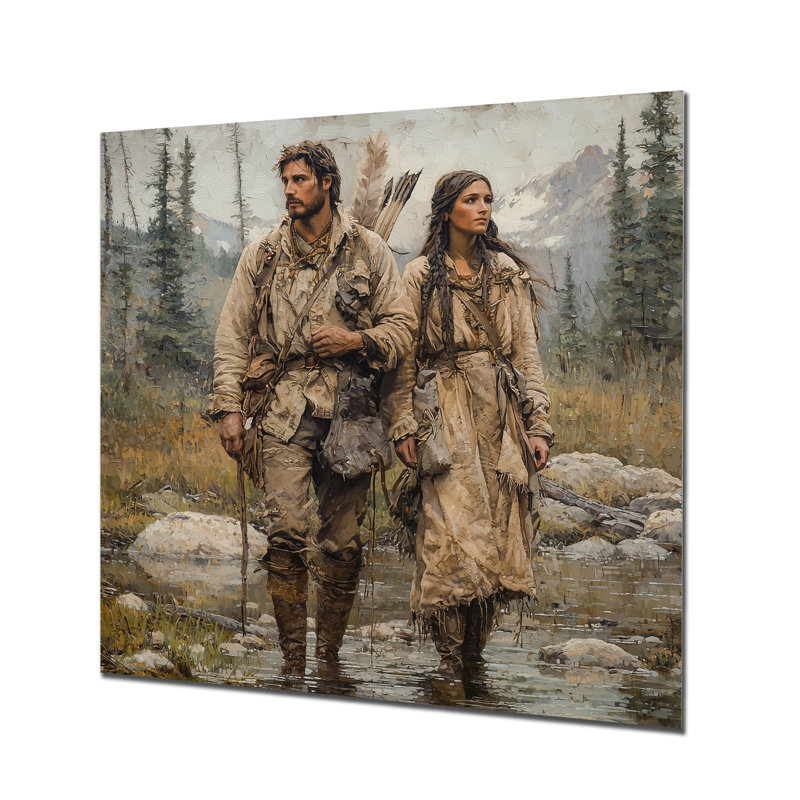 Lewis and Clark Expedition In 1804 II - Native American Warrior, art mural en métal, H 29,5 po x l 29,5 po