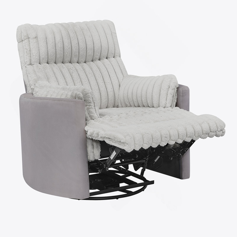 Bocaton Wide Wale Corduroy Upholstery Manual Recliner, Gray, Gray Fabric