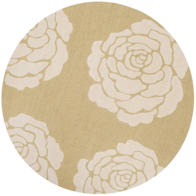 Cannen Hand Tufted Wool Floral Rug, Round 6'