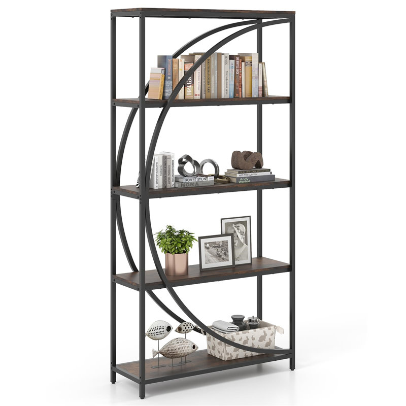 175cm H x 86cm W Metal Standard Bookcase, Brown