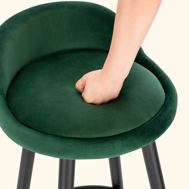 Aaser Upholstered Counter Stool with Metal Frame, Dark Green