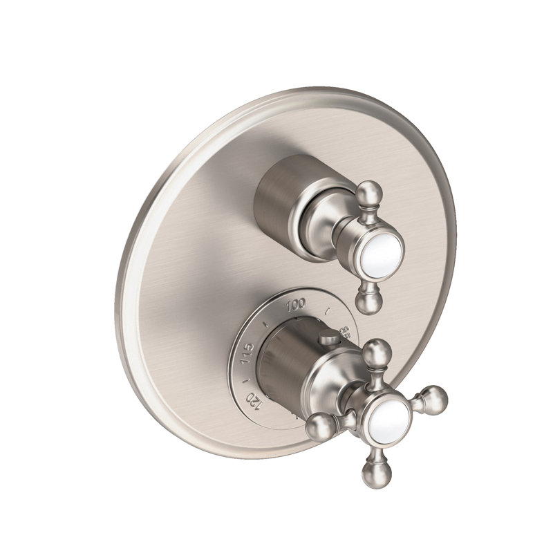Astor 1/2" Round Thermostatic Trim Plate With Handle, Satin Nickel (PVD)