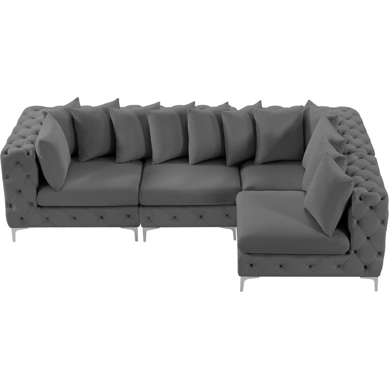 Canapé modulaire réversible en velours 108 po, Velours gris