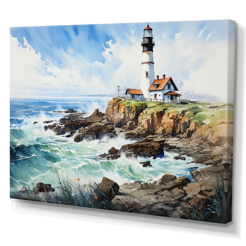 Coastal Light House, paysage sur toile, Toile tendue, H 30 po x l 40 po x P 1,5 po