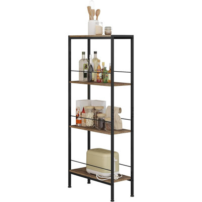 Shelf, Recess Shelf With 4 Levels, Kitchen Shelf, Spice Rack, Standing Shelf, Ladder Shelf, Narrow For Kitchen, Living Room, Wood Material Metal, White Light Oak, 50 X 78 X 20 Cm