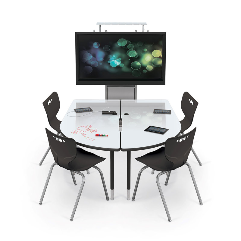 Hierarchy Novelty Height Adjustable 71.37'' L Training Table with Cable Management, Platinum, Marker