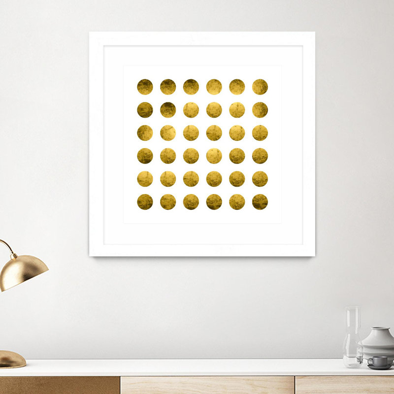 Golden Spots White 'mat et encadré, H 36 po x l 36 po x P 1 po