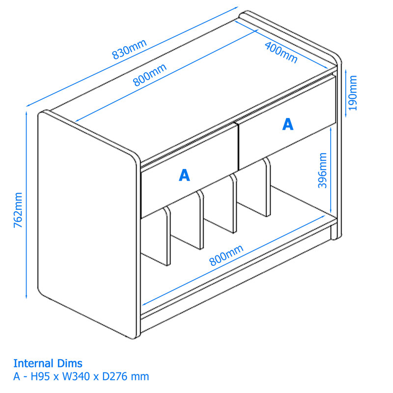 76.2 cm H Multimedia Storage, 76.2cm H x 83.6cm W x 40cm D