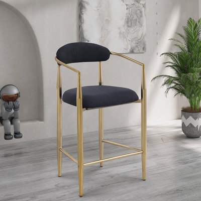 Ensemble de 2 tabourets de bar modernes avec tabourets de bar rembourrés à hauteur de tabouret avec cadre / dossier / accoudoirs en métal pour cuisine / maison / salle à manger