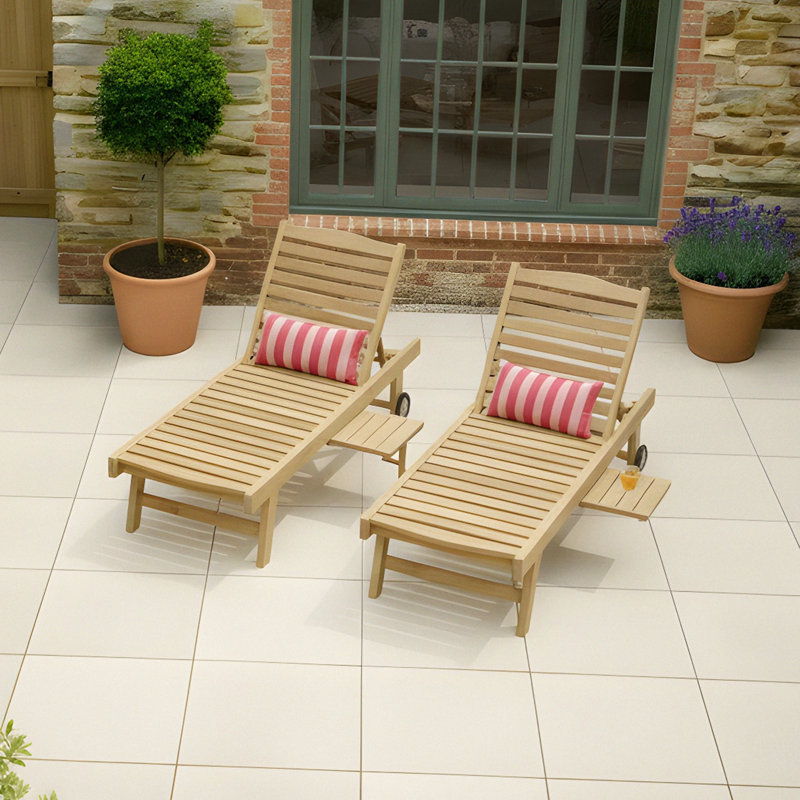 Hyland 202cm Long Reclining Teak Single Chaise