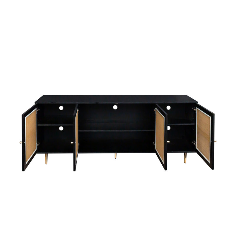 Buffet Sideboard - Armoire noire avec tablettes réglables pour la chambre à coucher