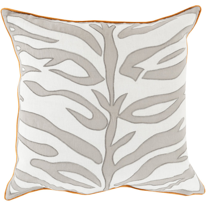  Housse de coussin en coton Zebra, H 18 po x l 18" x P 4 po, Gris, Duvet