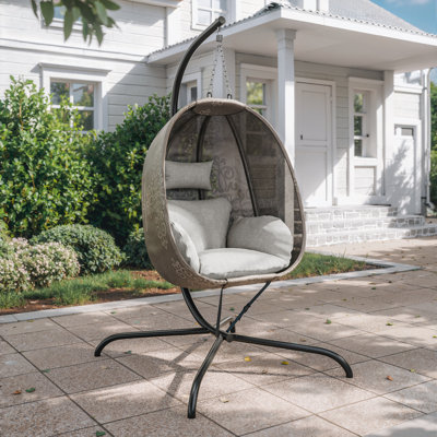 One Person Indoor & Outdoor Hanging Swing Chair with Stand and Cushions