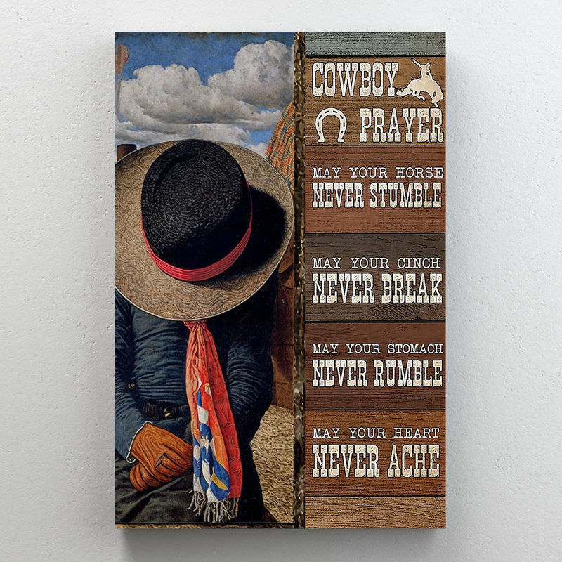 «Cowboy Prayer» - 1 pièce, impression rectangulaire, H 36 po x l 24 po x P 1,25 po