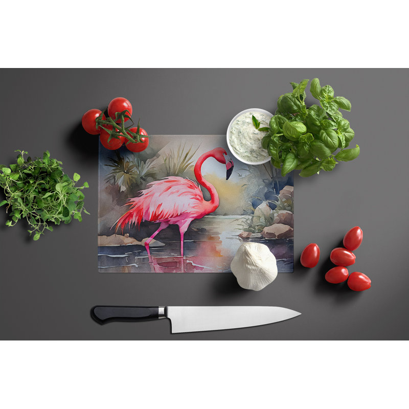 Flamingo Glass Cutting Board Large