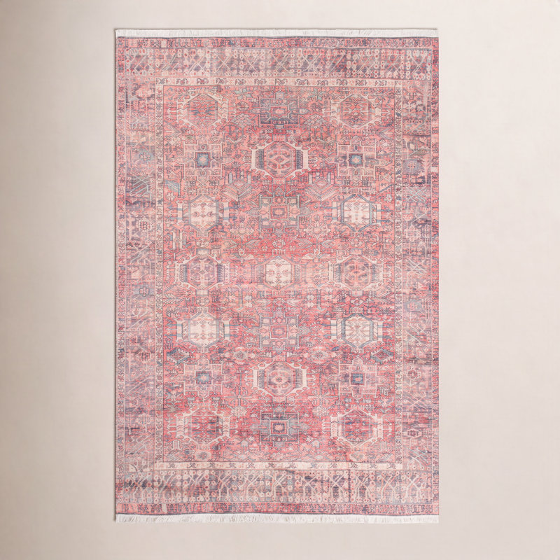 Tapis oriental rouge / bleu / ivoire Conroy, Rectangle 2 pi x 3 pi