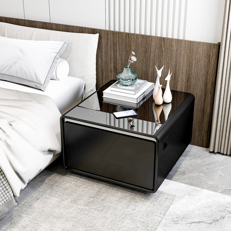 Wrought Studio™ Smart Side Table With Mini Fridge, Wireless Charging ...