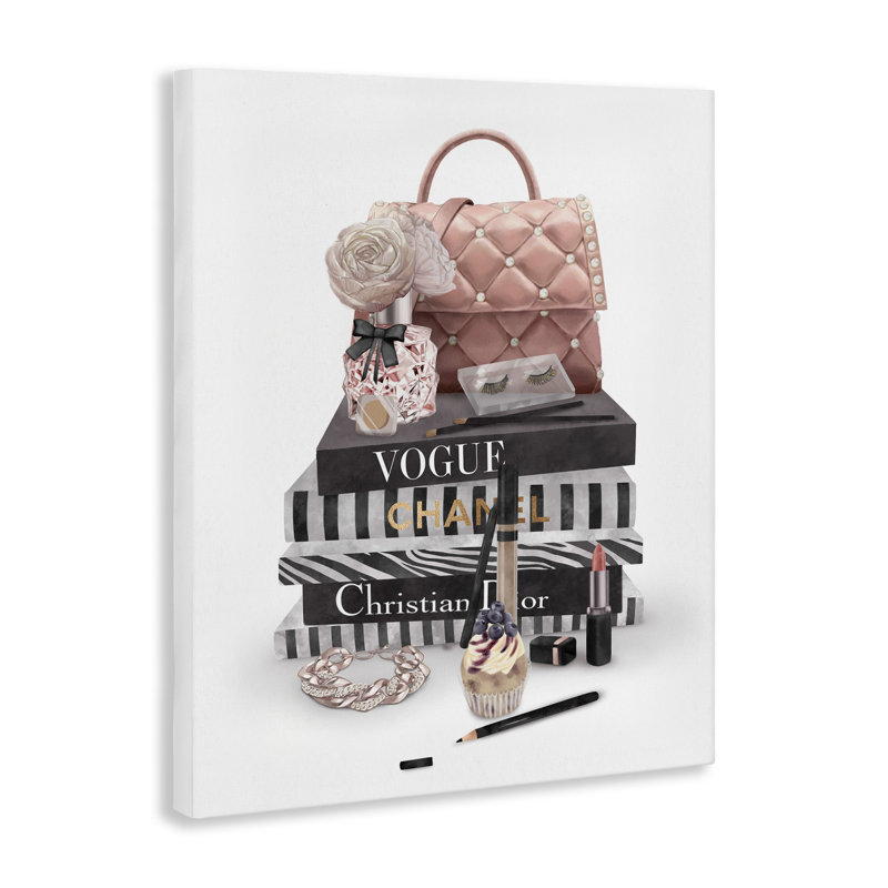 «Fashion Bookstack Purse Perfume Pink Glam Design» par Ziwei Li - impression, H 30 po x l 24 po