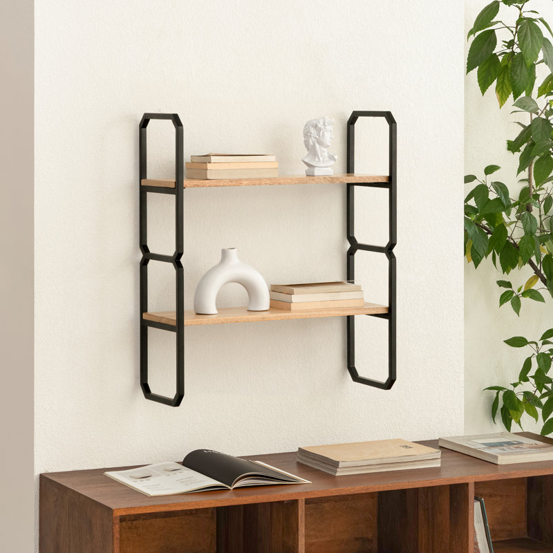 Tablette décorative murale en bois et métal Willow, Blond clair