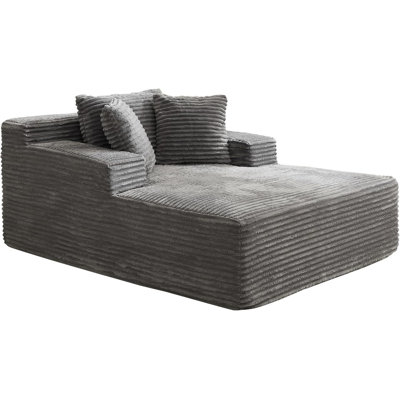 67"x50" Corduroy Chaise Lounge Chair, Oversized Boneless Sofa Bed with Deep Seat, No Assembly by Latitude Run