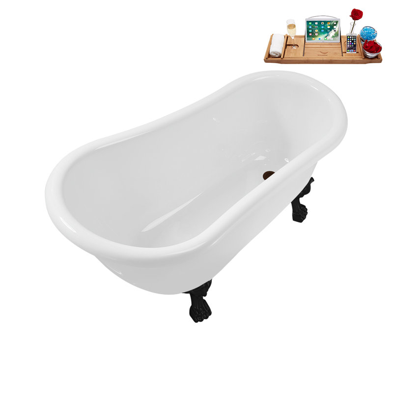 53.1'' x 25.6'' Freestanding Soaking Acrylic Bathtub, Matte Black, Matte Oil Rubbed Bronze