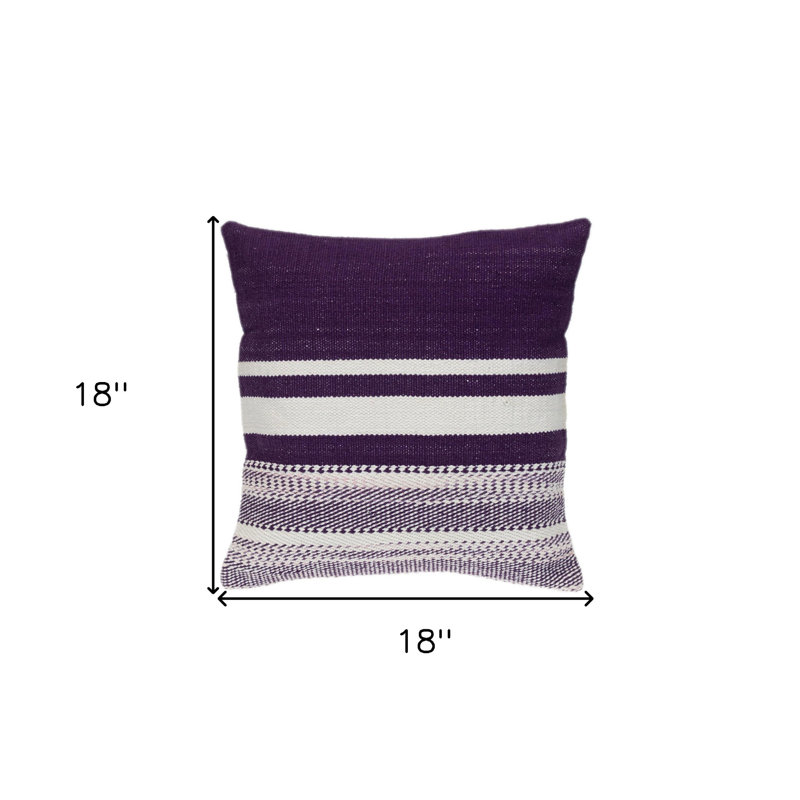 Coussin 18 "en coton mauve et blanc
