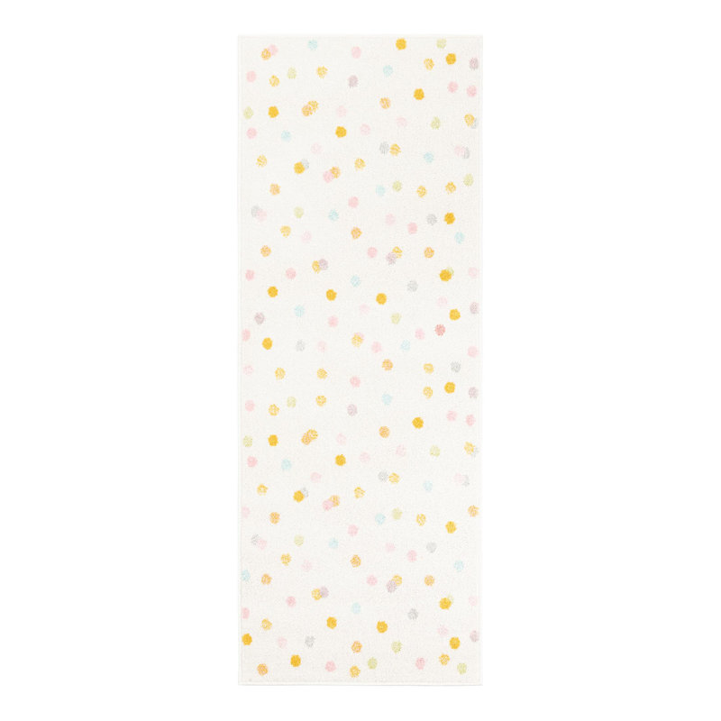 Polka Dots Machine Woven Polypropylene Plastic Rug, Runner 2'2" x 6'1"