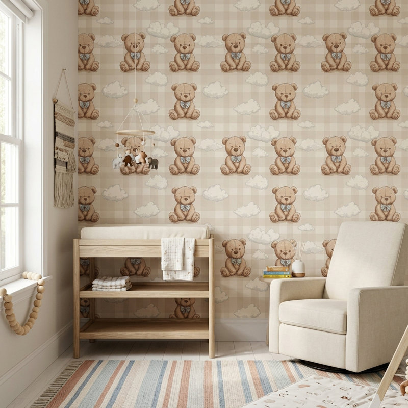 Rouleau double de papier peint Teddy Bear, Non-Woven Non-Pasted