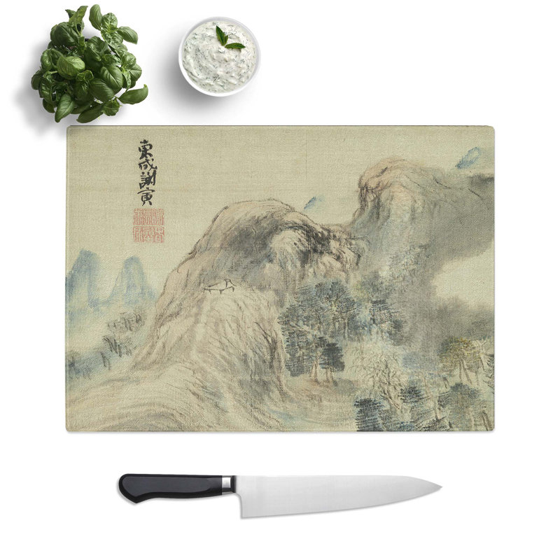 Tempered Glass Autumn Landscape Chopping Board, 39 cm W x 28.5 cm L