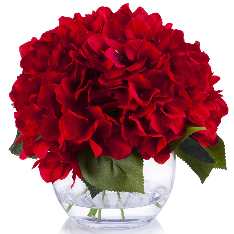 Arrangements floraux en soie et centres de table en pot, Rouge