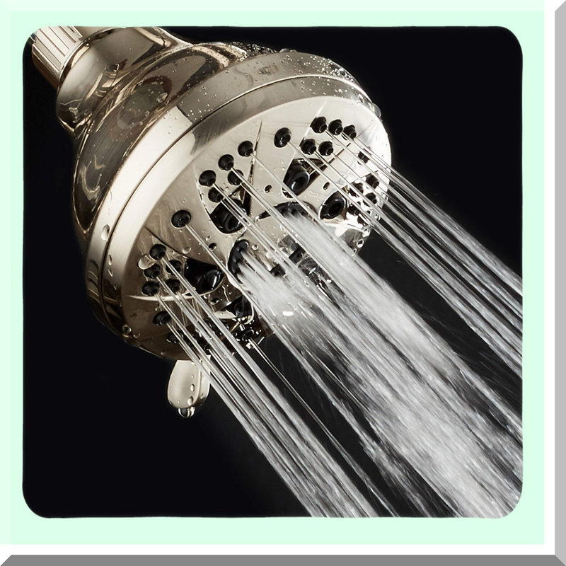 HighFlow Nickel 6-Setting Adjustable Shower Head - Anti-Clog Jets, Tool-Free Install, 1.8 GPM