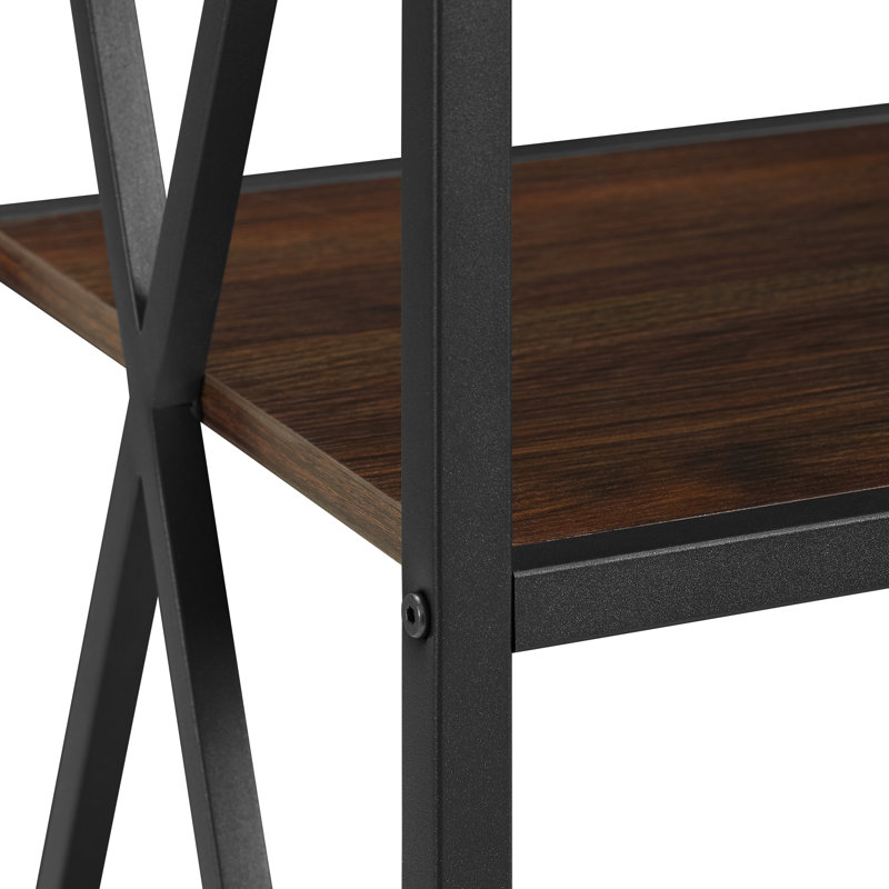 Eulas Etagere Bookcase, Dark Walnut/Black