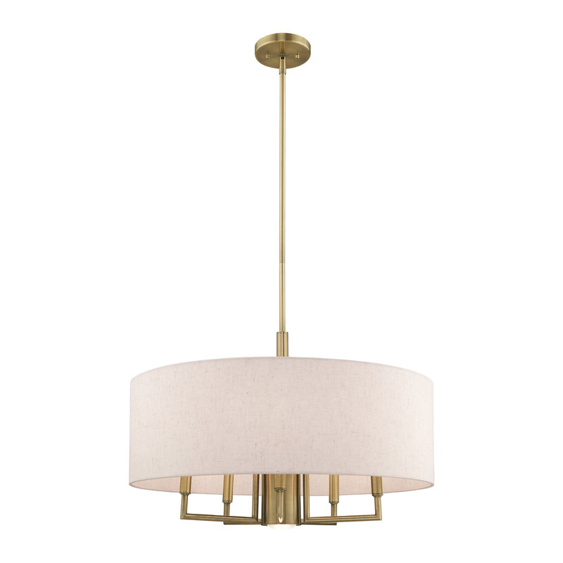 Flaire 6-Light Dimmable Steel Drum Chandelier, Antique Brass
