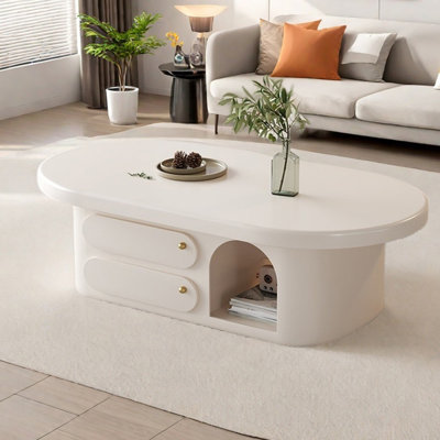 Table basse ovale de style crème
