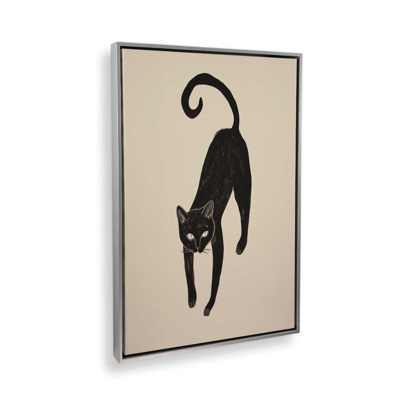 «Black Cat Portrait In Matisse» par Cocoon Design, reproduction d'art, H 24 po x l 18 po, Argent argent