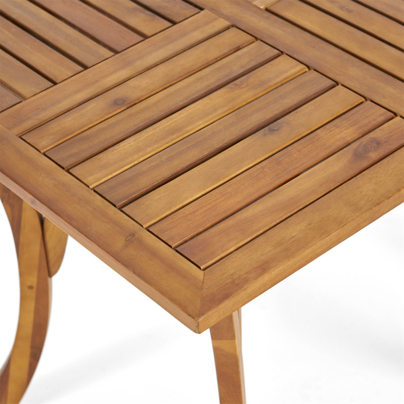 Stylish Outdoor Acacia Wood Square Dining Table With Teak Finish For Patio And Backyard