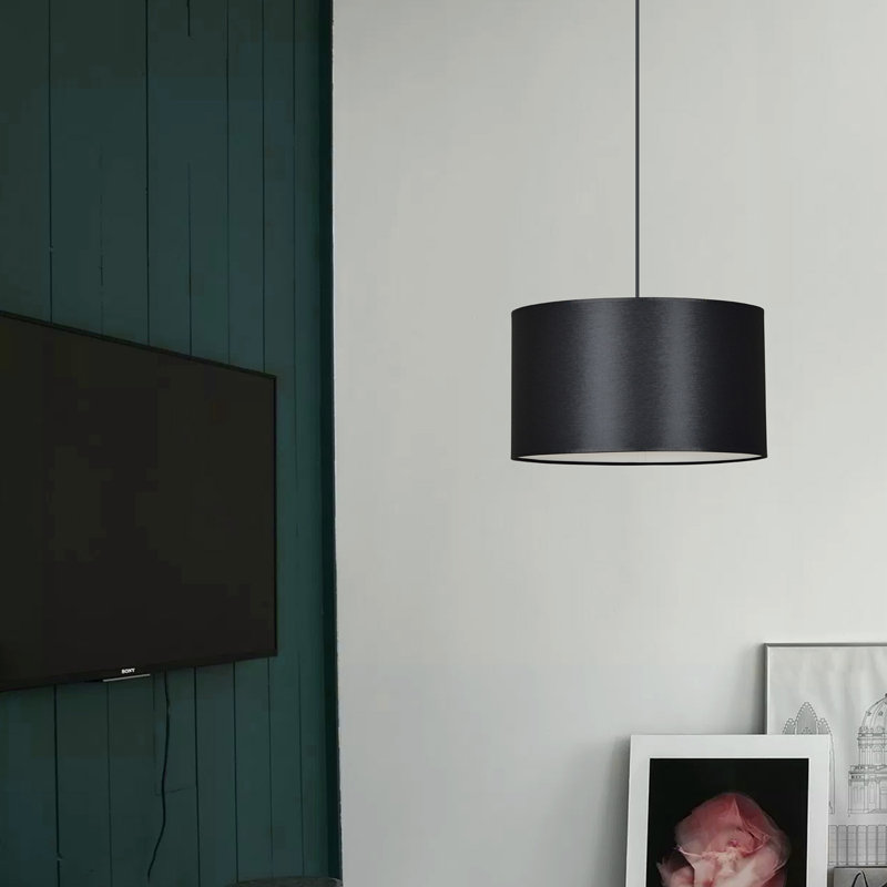 Pascua 1 - Light Black Drum Pendant, Black