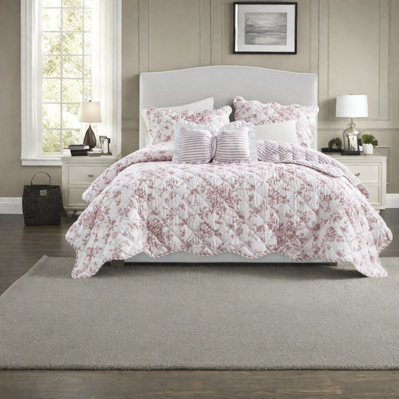 Ensemble de courtepointe réversible en polyester pour grand lit