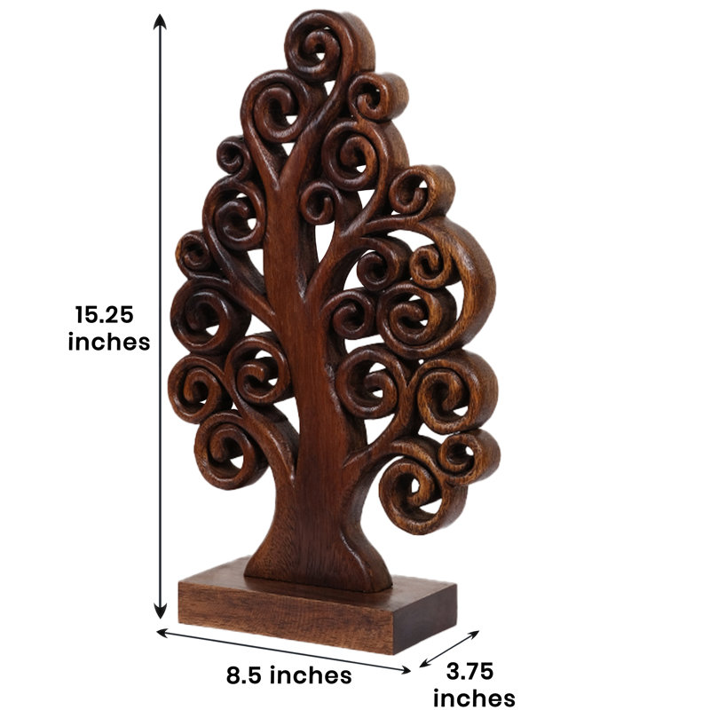 Mccaullie Tree of Life Wooden Sculpture with Intricate Carvings for Rustic and Modern Home Decor