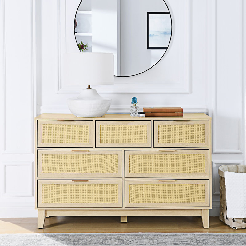 Commode 7 tiroirs, Bois naturel