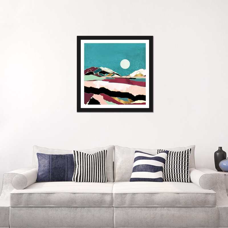 Teal Sky, 24" H x 24" W x 1" D, Black Framed Fine Art Paper