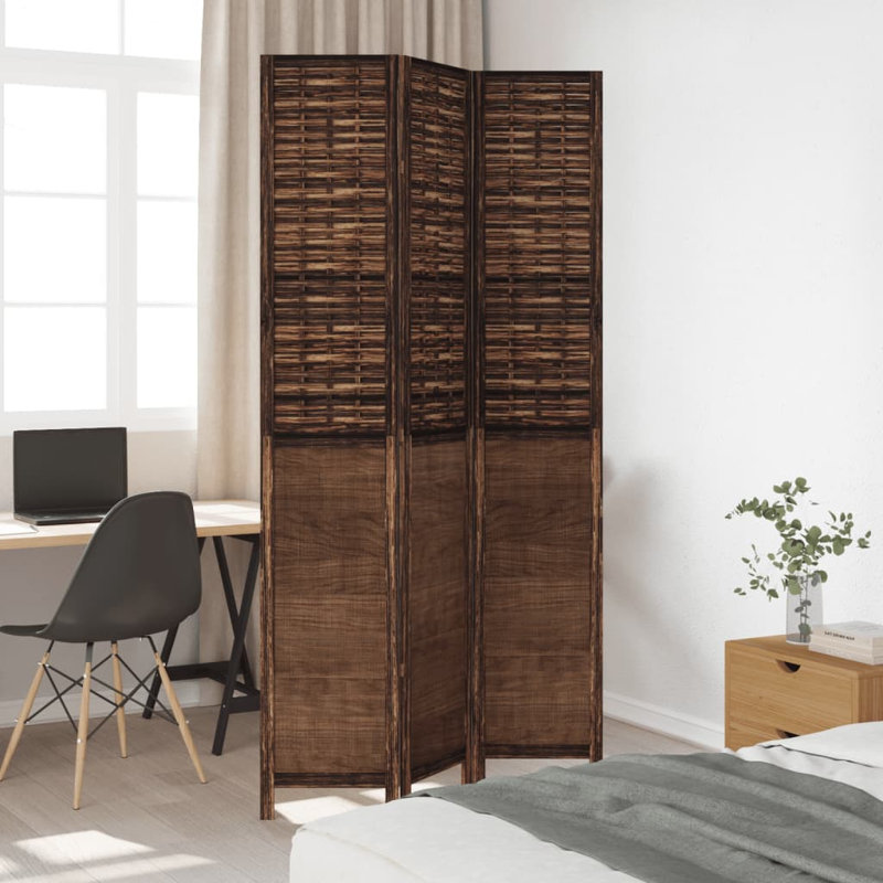  Paravent en bois massif brun foncé 3 panneaux Paulownia, H 86,6 po x l 43,3 po x P 0,63 po, Marron foncé