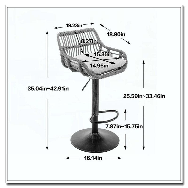 Ensemble de 2 tabourets de bar pivotants avec repose-pieds réglables pour la cuisine et la salle à manger, Bleu