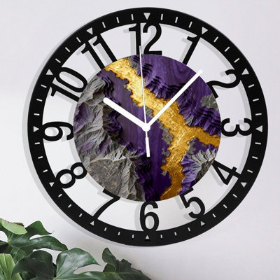 10" Round Iron Wall Clock with Silent Quartz Movement, Arabic Numerals, UV-Printed Design