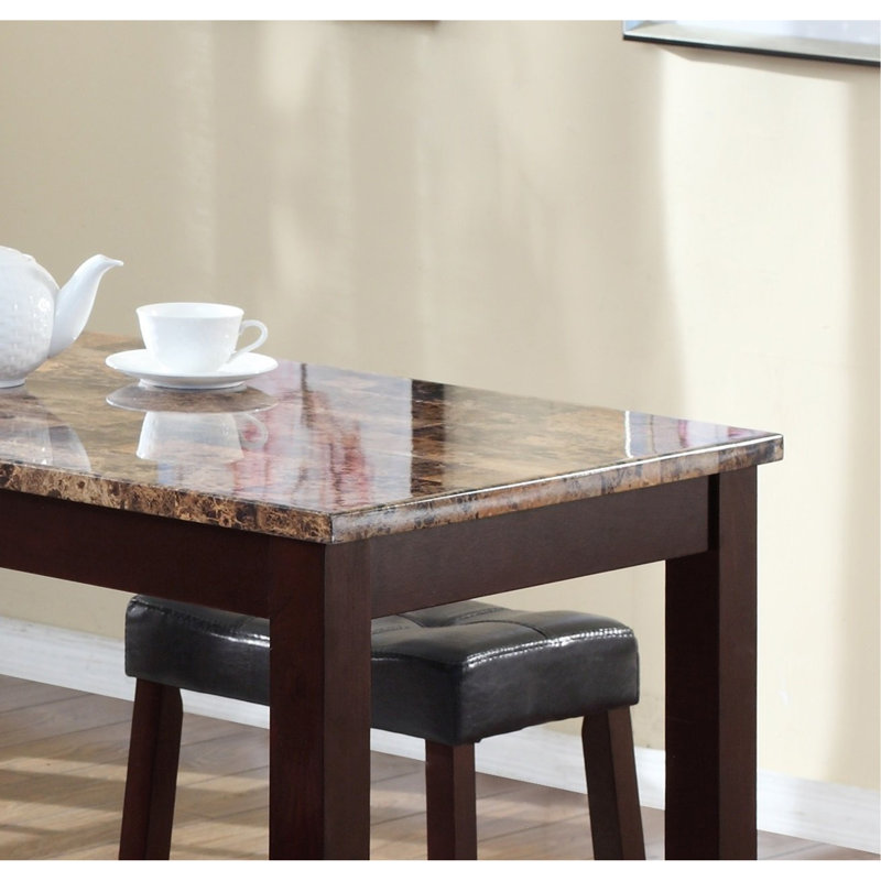 Table pour petit-déjeuner en marbre à imprimé lustré avec tabourets 3 pièces Mient