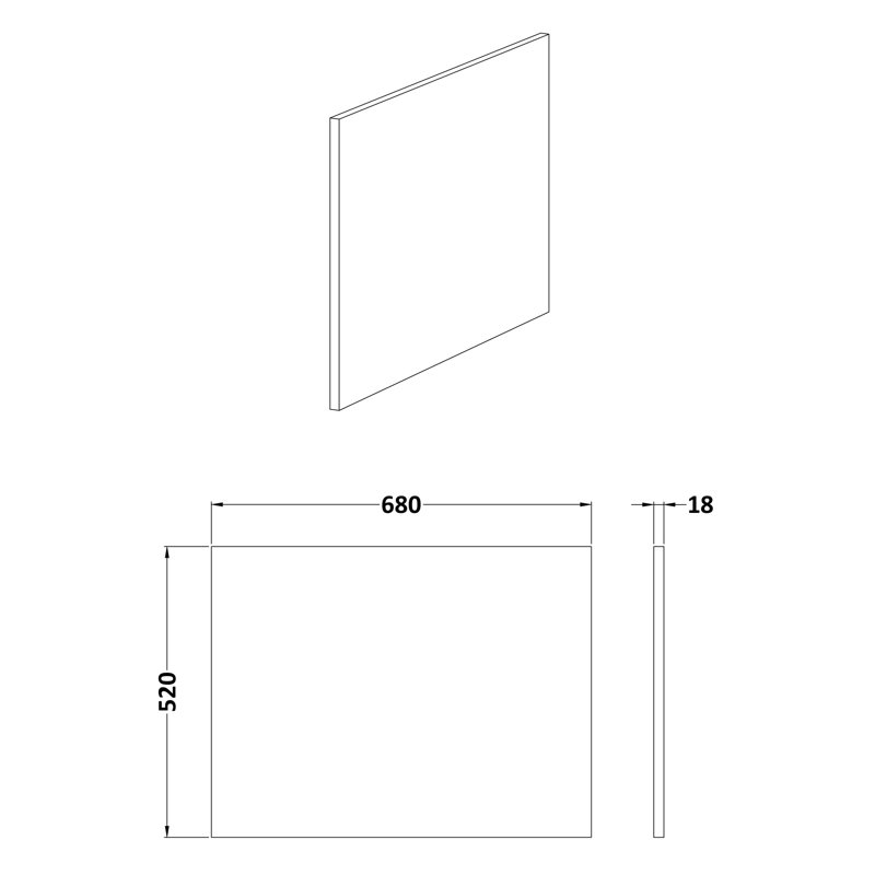 700Mm Shower Bath End Panel, Metallic Slate