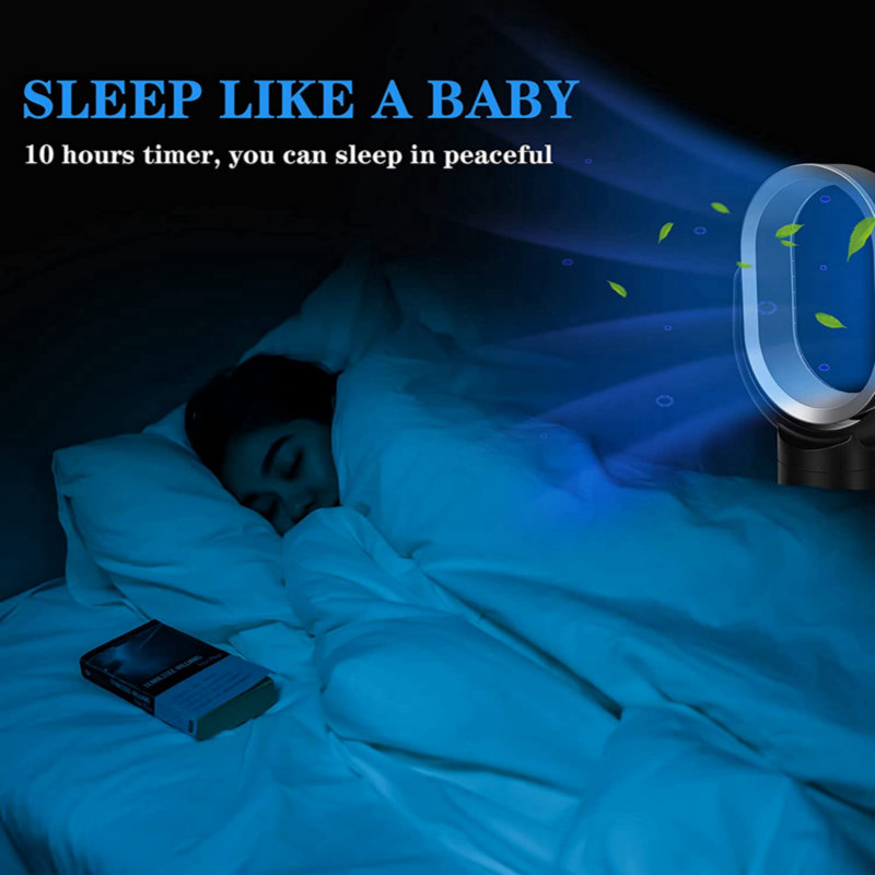 Wenty 7.7''H Bladeless small table Fan with 10 speeds settings, 10-hour timing closure