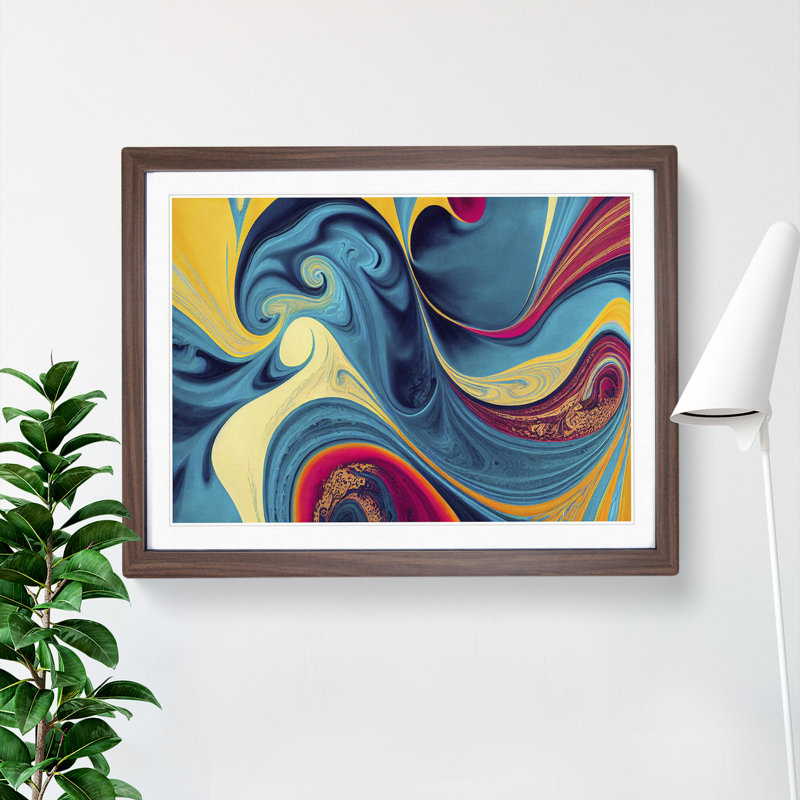 Abstract Marble Art - Framed Print, 34cm H x 46cm W x 2cm D, Walnut