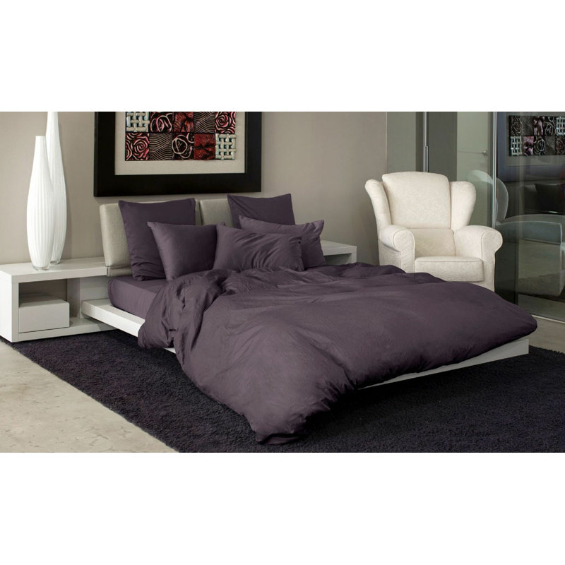 Viola Sateen Duvet Cover, Amethyst, Queen Duvet Cover