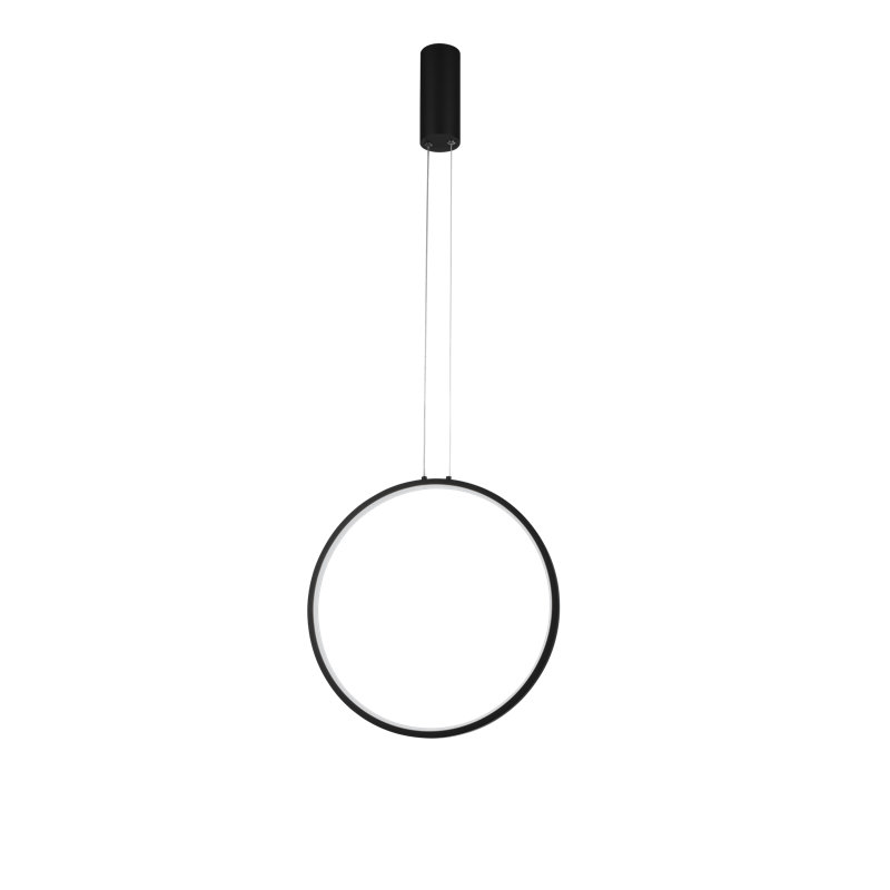 1 - Light LED Wagon Wheel Pendant, Black, 40cm H x 40cm W x 7cm D